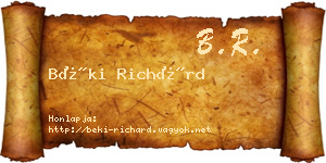 Béki Richárd névjegykártya